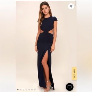 Lulu’s cut out and open back long, formal dress. Navy blue. Only worn once!